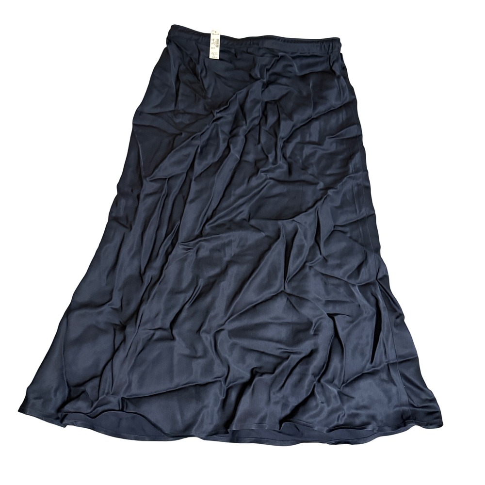 NWT Madewell Drawstring Midi Skirt Navy Blue Size 2 Causal Stretch - Picture 6 of 6